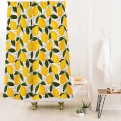Mediterranean Summer Lemons Shower Curtain Cream - Deny Designs