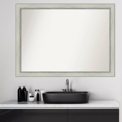 42" X 31" Non-Beveled Flair Patina Bathroom Wall Mirror Silver - Amanti Art - Image 8