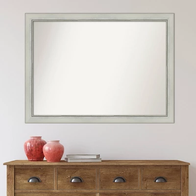 42" X 31" Non-Beveled Flair Patina Bathroom Wall Mirror Silver - Amanti Art - Image 6