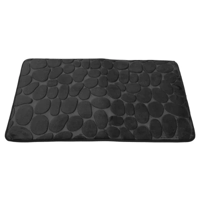 Unique Bargains Cobblestone Pattern Bathroom Rugs Polyester Bath Mat Machine Washable Black 80x50cm - Image 4