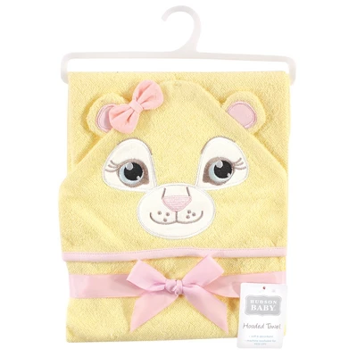 Hudson Baby Infant Girl Cotton Animal Hooded Towel, Lion Girl, One Size