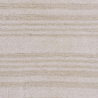 Knightsbridge Luscious Textured Striped All Season Soft Plush Cotton Reversible & Soft Bath Rug Ivory - Image 2