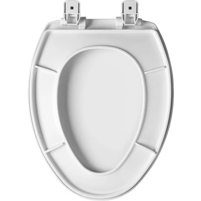 Caswell Never Loosen Elongated Antimicrobial Plastic Soft Close Toilet Seat White - Mayfair By Bemis - Image 2