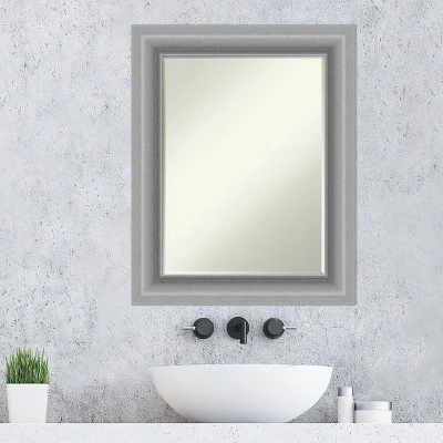 Amanti Art Peak Polished Nickel Petite Bevel Bathroom Wall Mirror 30 X 24 In. - Image 5