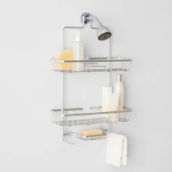 Wide Rustproof Shower Caddy With Lock Top Aluminum - Made By Design™