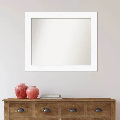 34" X 28" Non-Beveled Cabinet Bathroom Wall Mirror White - Amanti Art - Image 5