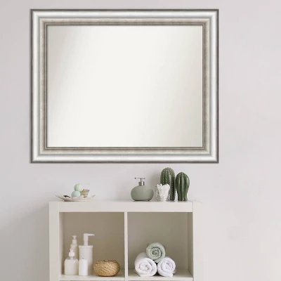 33" X 27" Non-Beveled Salon Silver Bathroom Wall Mirror - Amanti Art - Image 6