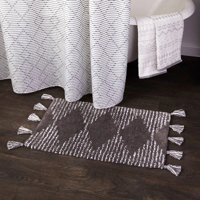 20"x30" Geo Diamonds Bath Rug Gray - SKL Home - Image 3