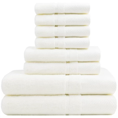 PiccoCasa 100% Combed Cotton Soft 600 GSM Absorbent Lightweight Shower Towel Set 8 Pcs - Image 5