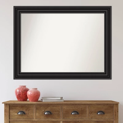 44" X 33" Non-Beveled Colonial Bathroom Wall Mirror Black - Amanti Art - Image 7