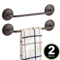 MDesign Small Hand Towel Storage Bar, Strong Self Adhesive, 2 Pack