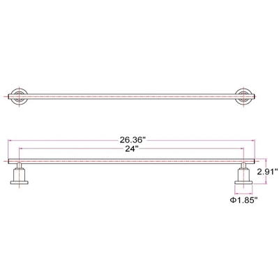 24" Geneva Contemporary Towel Bar Polished Chrome - Design House LA - Image 2