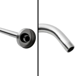 Built Industrial Shower Head Arm Extension With Flange, 15 Inch Wall Mounted Extension Arm For Rainfall Shower Head, Brushed Nickel