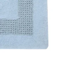 Classic Racetrack Cotton Bath Rug 17" X 24" Light Blue By Perthshire Platinum Collection