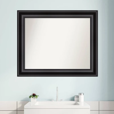 34" X 28" Non-Beveled Grand Bathroom Wall Mirror Black - Amanti Art - Image 8
