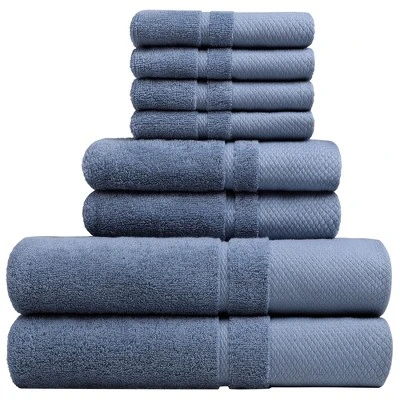 PiccoCasa 100% Combed Cotton Soft 600 GSM Absorbent Lightweight Shower Towel Set 8 Pcs - Image 9