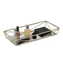 Geometric Mirrored Vanity Tray Gold - Home Details