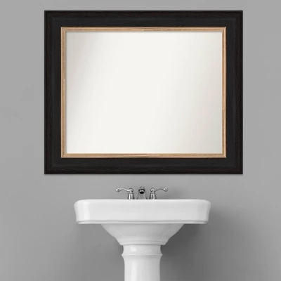 35" X 29" Non-Beveled Vogue Black Bathroom Wall Mirror - Amanti Art - Image 7