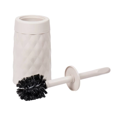 Round Wastepaper Basket And Toilet Brush Set Ivory - Mind Reader - Image 3
