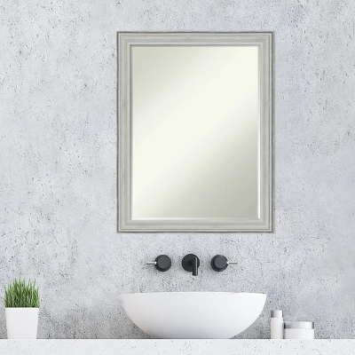 Amanti Art Bel Volto Silver Petite Bevel Wood Bathroom Wall Mirror 27 X 21 In. - Image 6