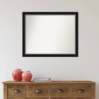 31" X 25" Non-Beveled Eva Narrow Bathroom Wall Mirror Black - Amanti Art - Image 5