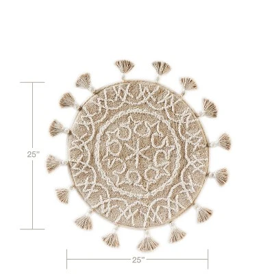 25" X 25" Medallia Round Bath Rug Natural - Saturday Knight Ltd. - Image 2