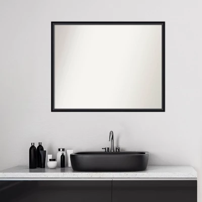 29" X 23" Non-Beveled Lucie Wood Bathroom Wall Mirror Black - Amanti Art - Image 5