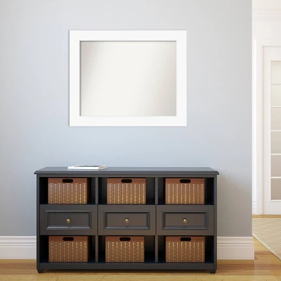 34" X 28" Non-Beveled Cabinet Bathroom Wall Mirror White - Amanti Art - Image 4