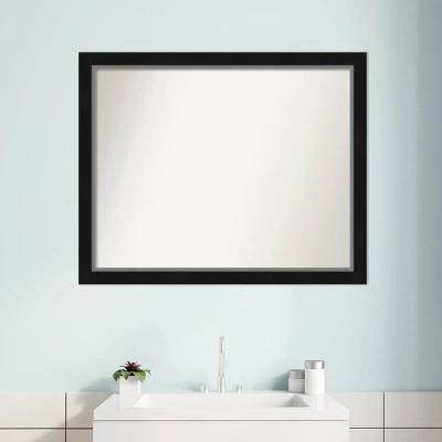 31" X 25" Non-Beveled Eva Narrow Bathroom Wall Mirror Black - Amanti Art - Image 8