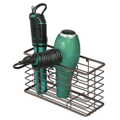 MDesign Metal Wall Mount Hair Care & Styling Tool Storage Basket - Image 13