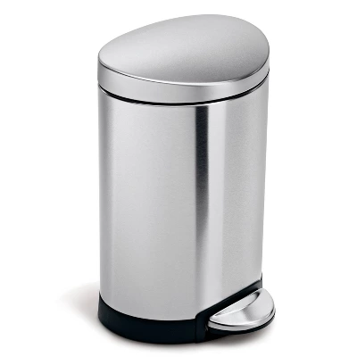 Simplehuman 6L Stainless Steel Semi-Round Step Trash Can - Image 3