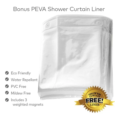 Creative Scents White Waffle Shower Curtain With Line - Image 2