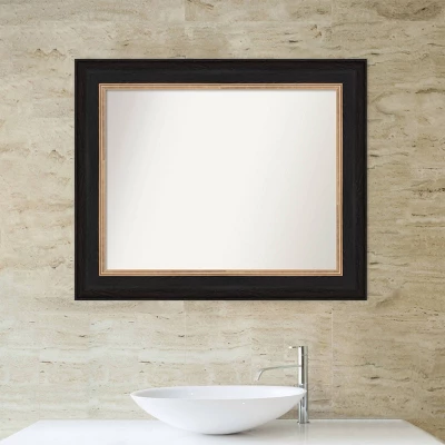 35" X 29" Non-Beveled Vogue Black Bathroom Wall Mirror - Amanti Art - Image 5