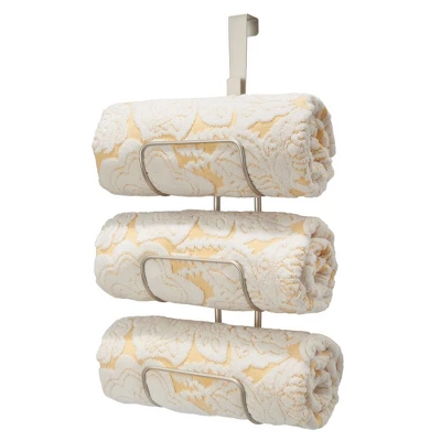 MDesign Metal Over Shower Door Towel Rack Storage Organizer, 3 Tiers - Image 3