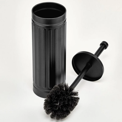 MDesign Metal Compact Toilet Bowl Brush And Wastebasket Combo, Set Of 2, Black - Image 5
