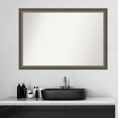 39" X 27" Non-Beveled Domus Wood Bathroom Wall Mirror Dark Silver - Amanti Art - Image 5