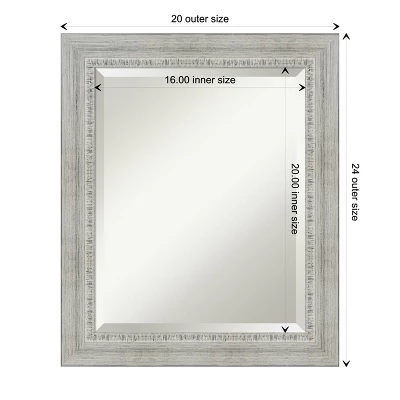 Amanti Art Rustic White Wash Beveled Wood Bathroom Wall Mirror - Image 3