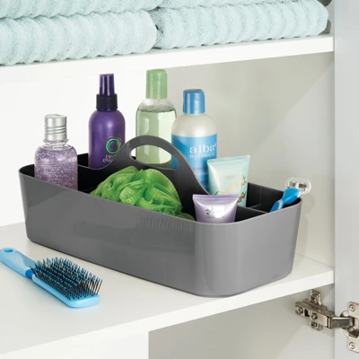MDesign Plastic Bathroom Storage Organizer Caddy Tote, X-Large
