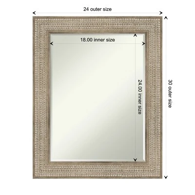 Amanti Art Trellis Silver Petite Bevel Wood Bathroom Wall Mirror 30 X 24 In. - Image 3