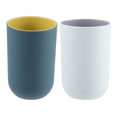 Unique Bargains 2Pcs Bathroom Tumblers Bathroom Toothbrush Cup Blue 4.33''x2.76'' 350ml - Image 12