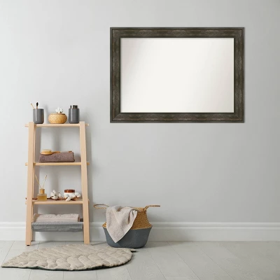 42" X 30" Non-Beveled Rail Rustic Char Bathroom Wall Mirror - Amanti Art - Image 6