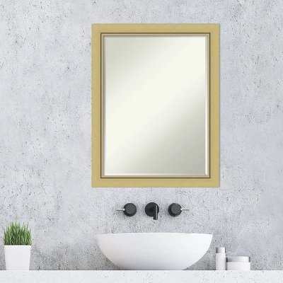 Amanti Art Landon Gold Narrow Petite Bevel Bathroom Wall Mirror 27.5 X 21.5 In. - Image 4