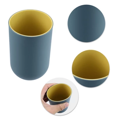 Unique Bargains 2Pcs Bathroom Tumblers Bathroom Toothbrush Cup Blue 4.33''x2.76'' 350ml - Image 2