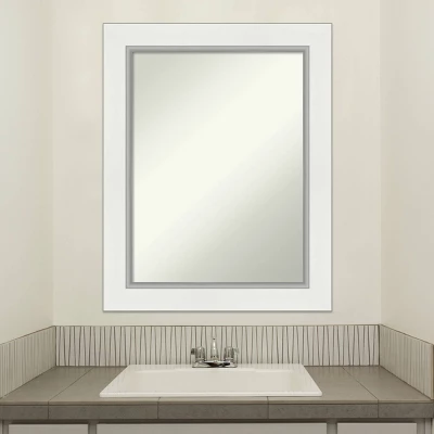 24" X 30" Non-Beveled Eva Bathroom Wall Mirror White - Amanti Art - Image 8