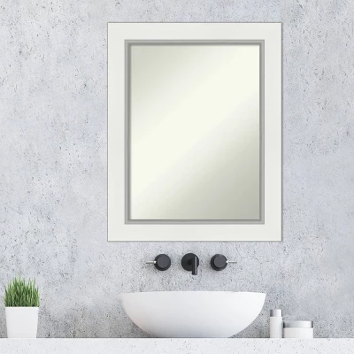 24" X 30" Non-Beveled Eva Bathroom Wall Mirror White - Amanti Art - Image 6