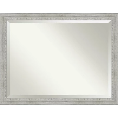 Amanti Art Rustic White Wash Beveled Wood Bathroom Wall Mirror - Image 13