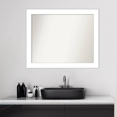 32" X 26" Non-Beveled Wedge White Bathroom Wall Mirror - Amanti Art - Image 7