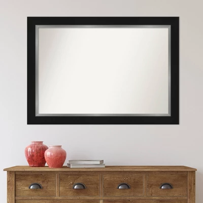 42" X 30" Non-Beveled Eva Bathroom Wall Mirror Black - Amanti Art - Image 6