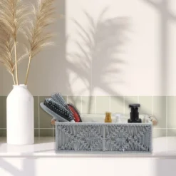 Unique Bargains Bathroom Toilet Cabinet Woven Macrame Storage Baskets 1 Set