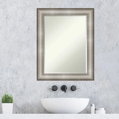23" X 29" Imperial Framed Bathroom Vanity Wall Rectangle Mirror Silver - Amanti Art - Image 6